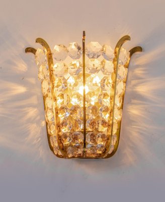 Austria Faceted Crystals & Brass Wall Sconces from Bakalowits, 1960, Set of 2-DEK-1175900