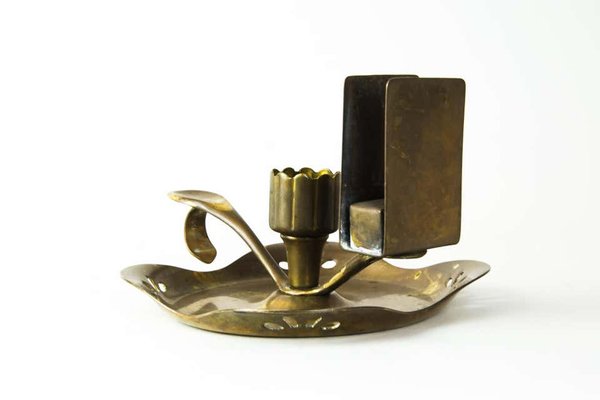 Austrian Art Deco Candleholder with Matchbox Holder for Wine Cellars, 1920s-SPD-866112