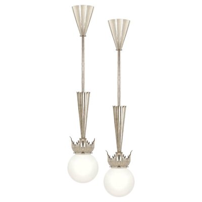 Austrian Art Deco Nickel Pendant Lamps from School of Dagobert Peche, Set of 2-MH-1018395