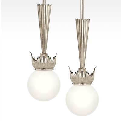 Austrian Art Deco Nickel Pendant Lamps from School of Dagobert Peche, Set of 2-MH-1018395