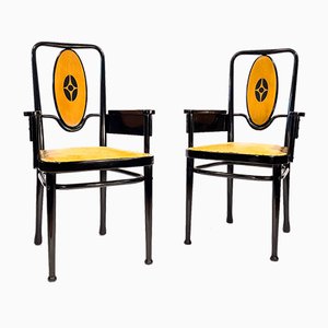 Austrian Art Nouveau Armchairs by Marcel Kammerer for Thonet, 1908, Set of 2-TG-938595