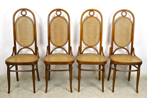 Austrian Art Nouveau Chairs with Table in Bentwood from Thonet, 1915, Set of 5-TQA-1385914