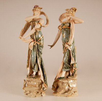 Austrian Art Nouveau Porcelain Figures, Set of 2-GOE-1034497