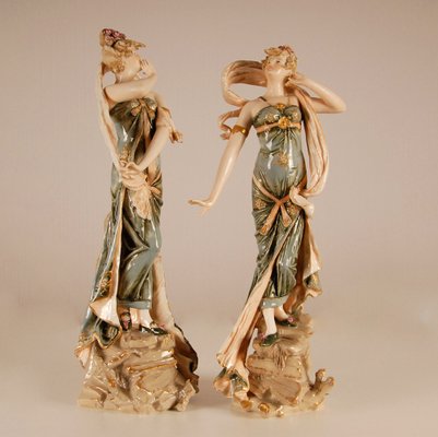 Austrian Art Nouveau Porcelain Figures, Set of 2-GOE-1034497