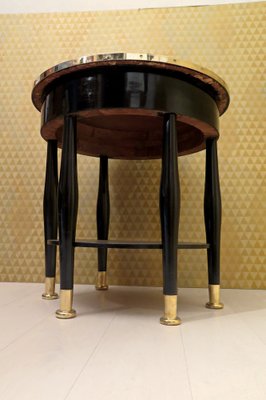 Austrian Art Nouveau Round Black Shellac and Brass Side Table by Adolf Loos, 1910s-UH-1816605