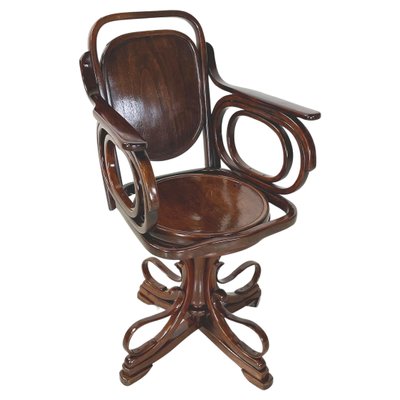 Austrian Art Nouveau Swivel Chair with Armrests in Wood, 1900s-GDD-1762633