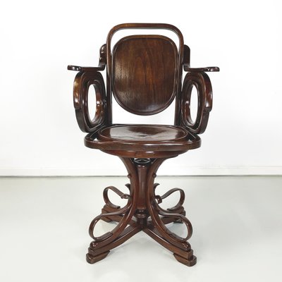 Austrian Art Nouveau Swivel Chair with Armrests in Wood, 1900s-GDD-1762633