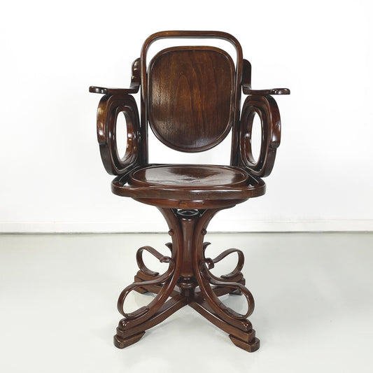 Austrian Art Nouveau Swivel Chair with Armrests in Wood, 1900s