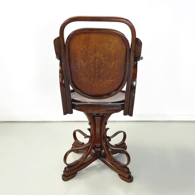 Austrian Art Nouveau Swivel Chair with Armrests in Wood, 1900s-GDD-1762633