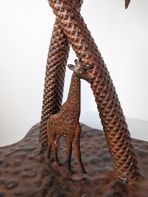 Austrian Artist, Giraffe, Palms and Elephants, 1920s, Metal-JJT-1529703