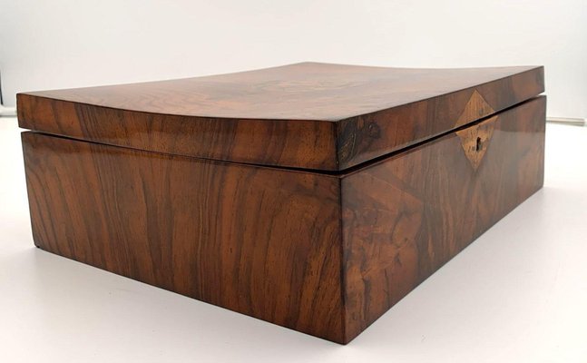 Austrian Biedermeier Jewelry Box in Walnut Veneer, 1820-NNB-1780838