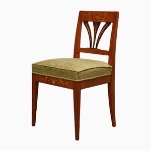 Austrian Biedermeier Walnut & Green Velvet Chairs, 1850, Set of 4-UH-1121962