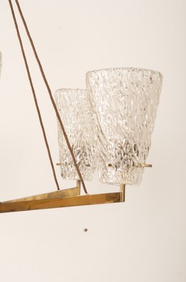 Austrian Brass Chandelier with Textured Glass by J. T. Kalmar, 1950s-AX-1704813