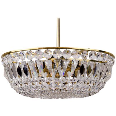 Austrian Brass & Crystal Chandelier, 1960s-SPD-875366