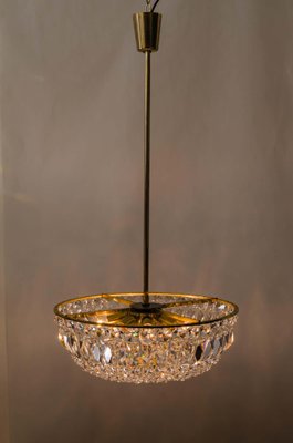 Austrian Brass & Crystal Chandelier, 1960s-SPD-875366