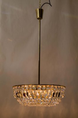 Austrian Brass & Crystal Chandelier, 1960s-SPD-875366