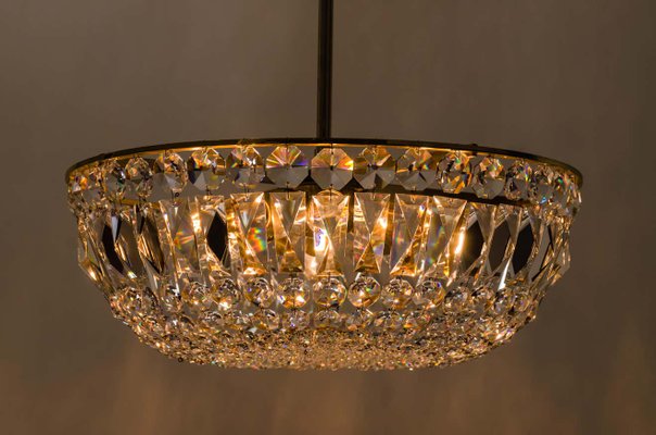 Austrian Brass & Crystal Chandelier, 1960s-SPD-875366