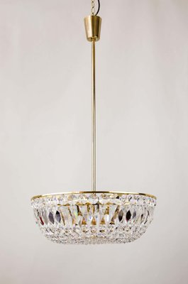 Austrian Brass & Crystal Chandelier, 1960s-SPD-875366