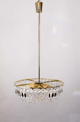 Austrian Brass & Crystal Chandelier, 1960s-SPD-875366