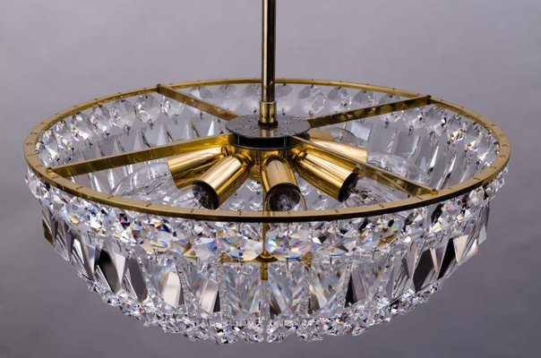 Austrian Brass & Crystal Chandelier, 1960s-SPD-875366