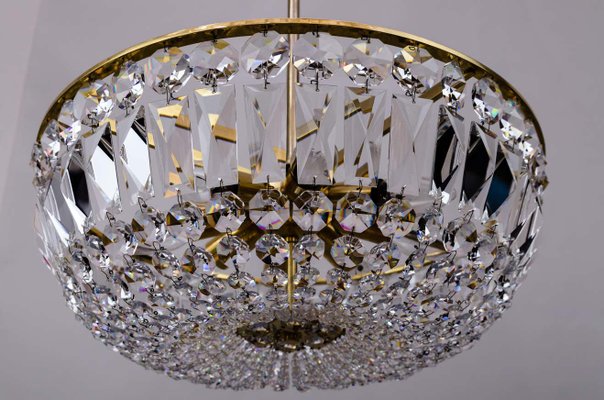 Austrian Brass & Crystal Chandelier, 1960s-SPD-875366