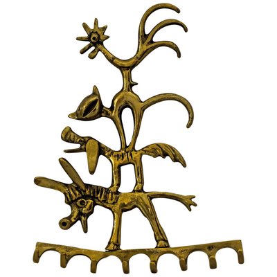 Austrian Brass Donkey, Dog, Cat and Cock, Key Hanger by Walter Bosse for Hertha Baller-SPD-1160955