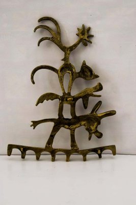 Austrian Brass Donkey, Dog, Cat and Cock, Key Hanger by Walter Bosse for Hertha Baller-SPD-1160955