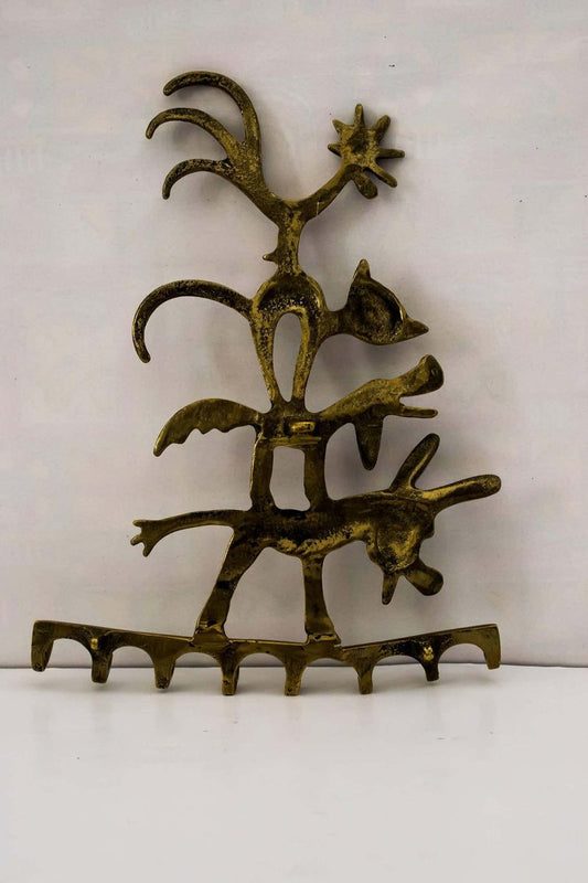 Austrian Brass Donkey, Dog, Cat and Cock, Key Hanger by Walter Bosse for Hertha Baller