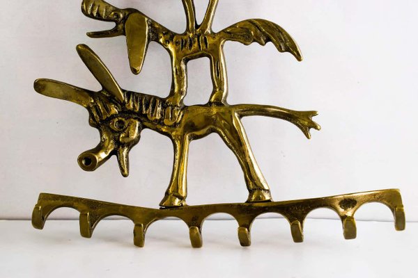 Austrian Brass Donkey, Dog, Cat and Cock, Key Hanger by Walter Bosse for Hertha Baller-SPD-1160955