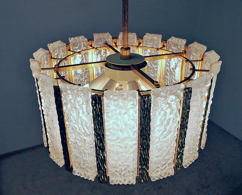 Austrian Brass & Frosted Glass Chandelier from Kalmar, 1960s-DEK-541698