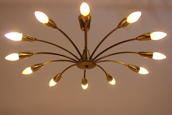 Austrian Brass Spider Flush Mount, 1950s-NB-569022