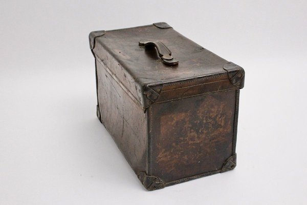 Austrian Brown Leather Suitcase, 1920s-NB-627268