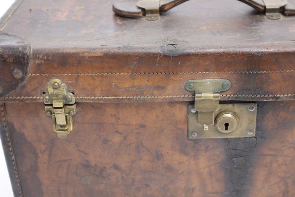 Austrian Brown Leather Suitcase, 1920s-NB-627268