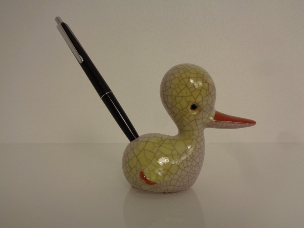 Austrian Ceramic Duck Pen Holder by Walter Bosse, 1950s