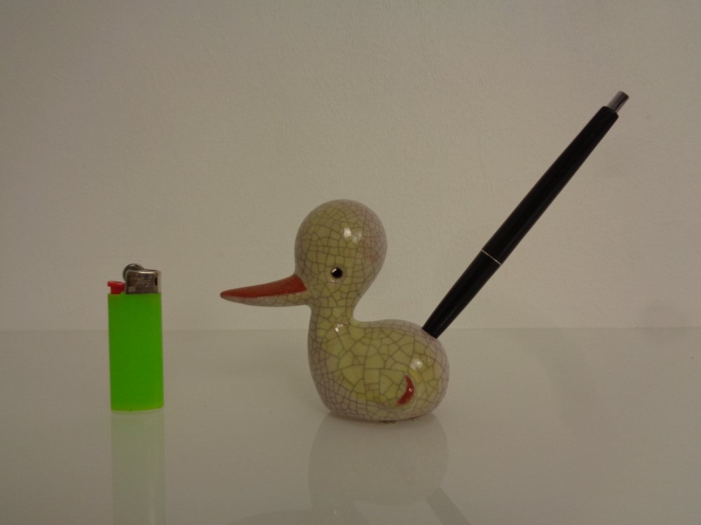 Austrian Ceramic Duck Pen Holder by Walter Bosse, 1950s