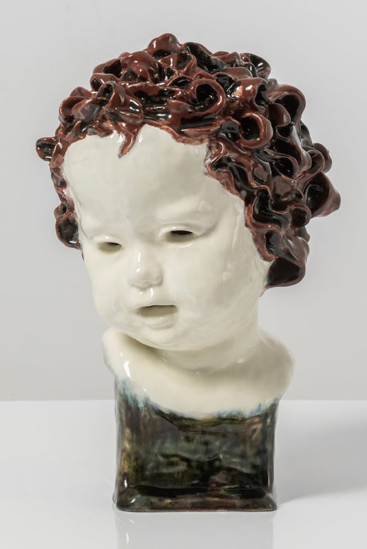 Austrian Ceramic Head Sculpture by Friedrich Goldscheider, 1923