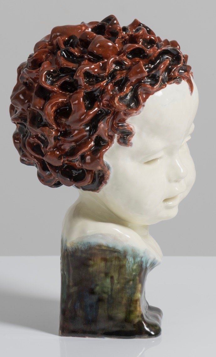 Austrian Ceramic Head Sculpture by Friedrich Goldscheider, 1923