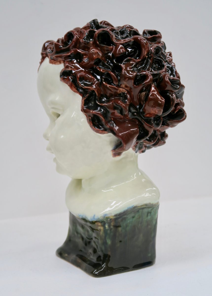 Austrian Ceramic Head Sculpture by Friedrich Goldscheider, 1923