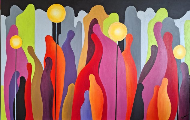 Austrian Contemporary Art by Brigitte Thonhauser-Merk, Relationships, 2024, Acrylic on Canvas-CHG-2037287