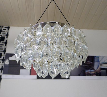 Austrian Crystal and Silver Plated Nickel Ceiling Lamp from Bakalowits & Söhne, 1950s-DEK-555038