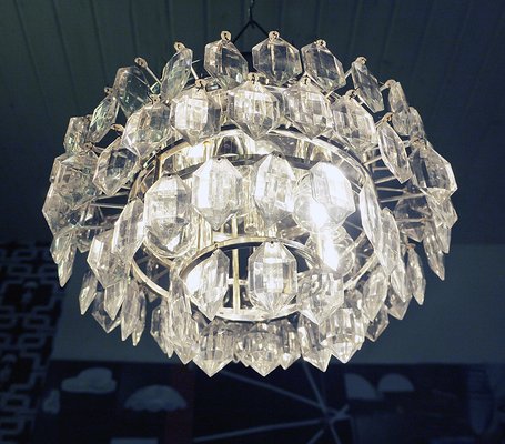 Austrian Crystal and Silver Plated Nickel Ceiling Lamp from Bakalowits & Söhne, 1950s-DEK-555038