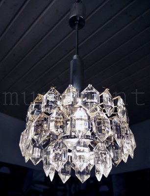 Austrian Crystal and Silver-Plated Nickel Chandelier from Bakalowits & Söhne, 1950s-DEK-555100