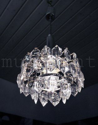 Austrian Crystal and Silver-Plated Nickel Chandelier from Bakalowits & Söhne, 1950s-DEK-555100