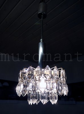 Austrian Crystal and Silver-Plated Nickel Chandelier from Bakalowits & Söhne, 1950s-DEK-555100