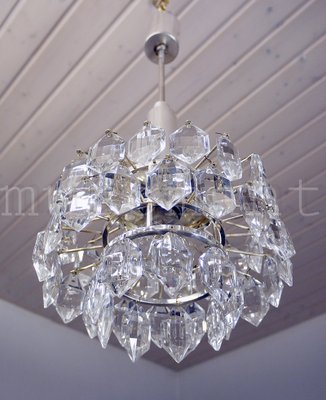 Austrian Crystal and Silver-Plated Nickel Chandelier from Bakalowits & Söhne, 1950s-DEK-555100