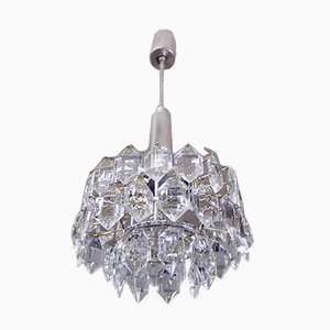 Austrian Crystal and Silver-Plated Nickel Chandelier from Bakalowits & Söhne, 1950s-DEK-555100