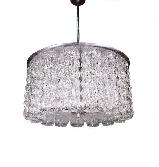 Austrian Drum Flush Mount Chandelier, 1950s