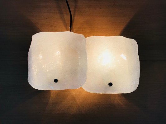 Austrian Frosted Square Ice Glass Wall Lamp from Kalmar, 1960s-PUK-617894