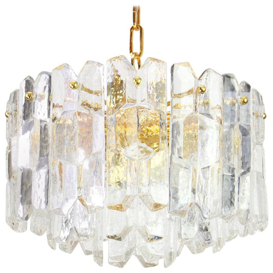 Austrian Gilt Brass Crystal Glass Light Fixture Palazzo from Kalmar, 1970