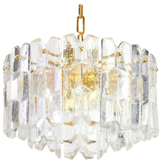 Austrian Gilt Brass Crystal Glass Light Fixture Palazzo from Kalmar 1970